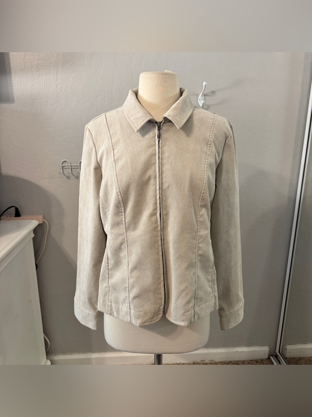 Y2K Beige Corduroy Fitted Jacket